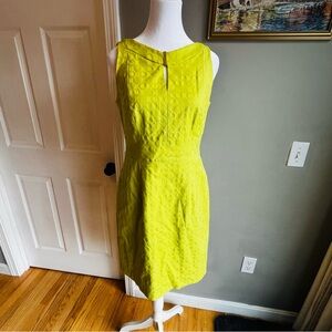 Tahari Arthur S. Levine Career Lime Green Sleeveless Sheath Dress Size 6